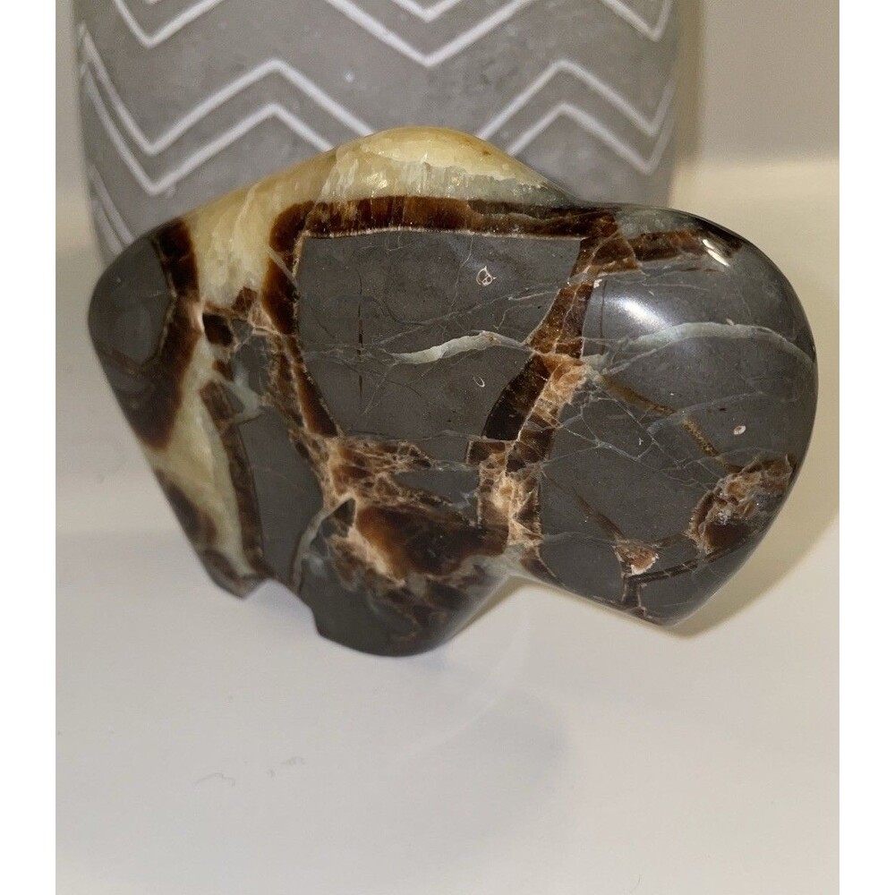 Septarian Bison Bear Carving 4" Dragon Stone Crystal Totem Zuni Fetish Decor